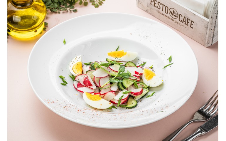 Young radish salad with egg and sour cream – Pesto Cafe